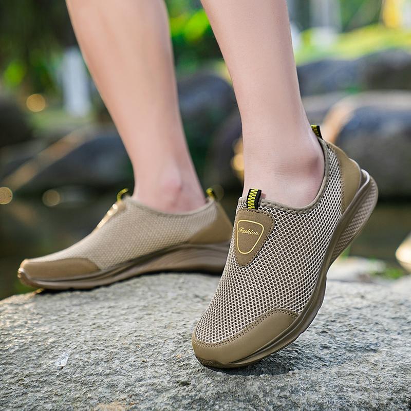 Summer Shoes Men Casual Shoes Fashion Lightweight Breathable Walking Sneakers Slip-on Mens Mesh Flats Shoes Plus Size 47