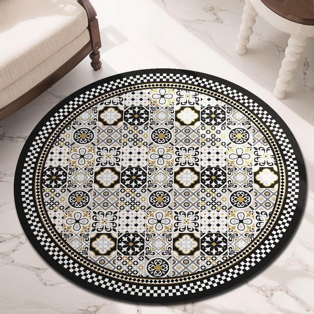 Light Luxury Geometric Artistic Mandala Floral Printed Carpet Table Chair Mat Suitable for Living Room Bedroom Decoration Mat