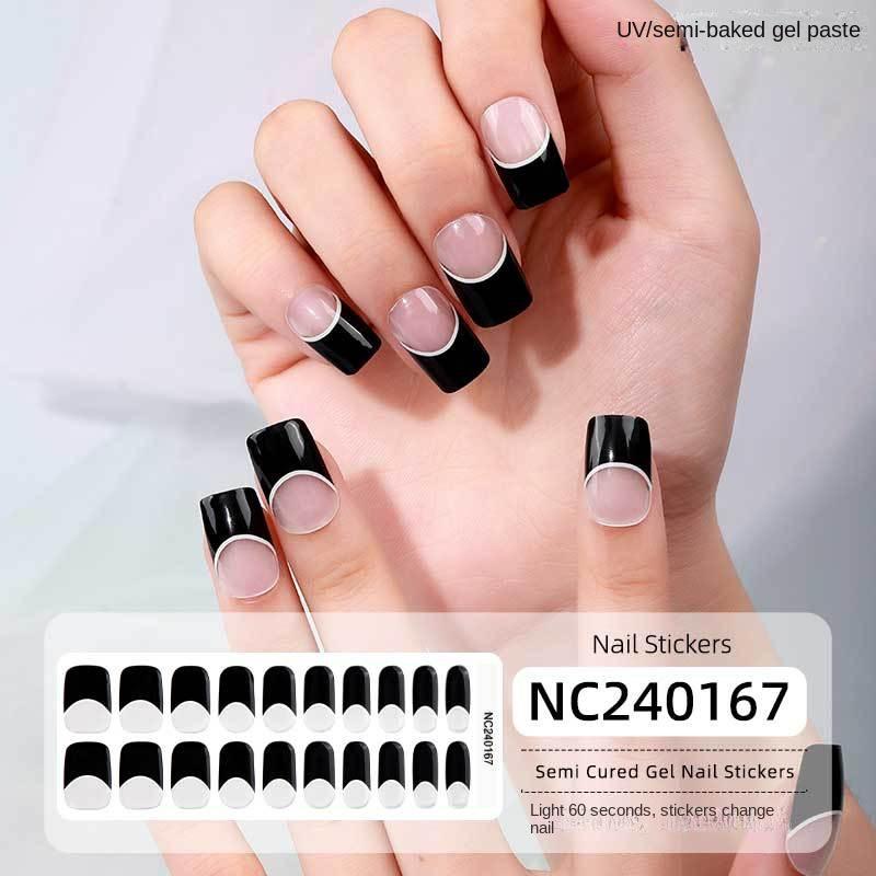 New Hot Stamping Laser Gel Nail Stickers French Nail Polish Glue Semi-cured Gel Nail Stickers