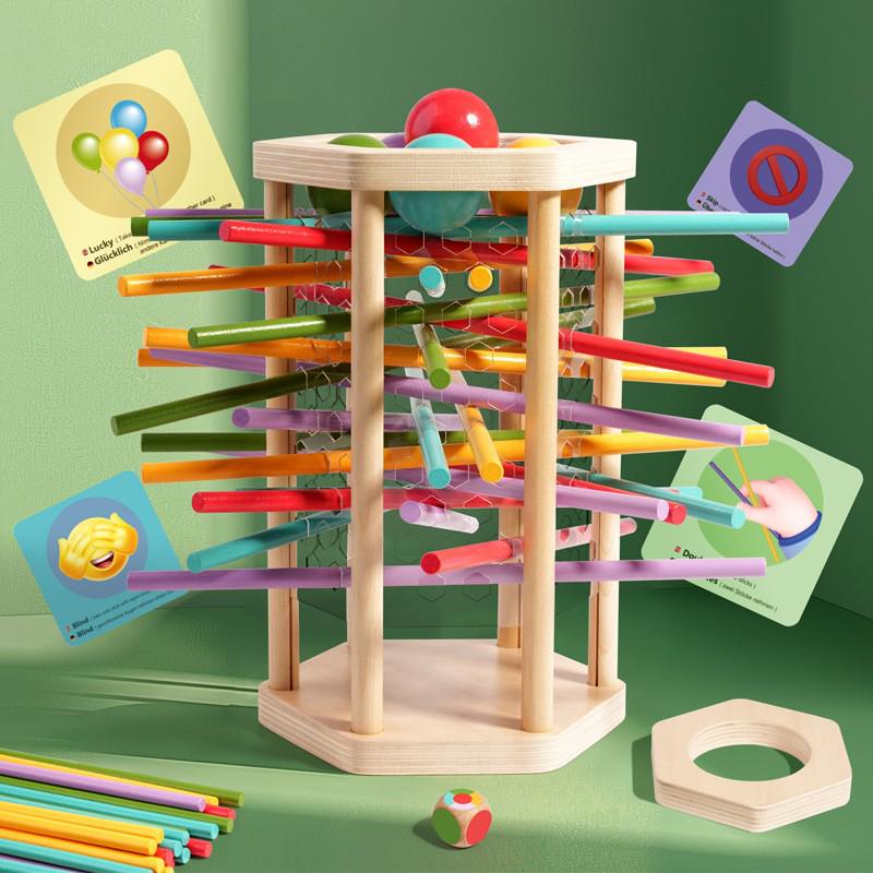 Early Education Wooden Pick-Up Sticks: 3-in-1 Color Recognition, Parent-Child Interaction, and Balance Table Game.