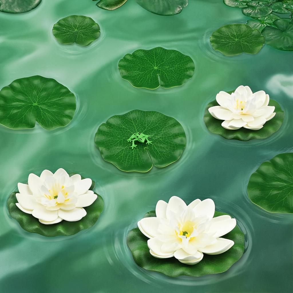 5pcs Simulation Lotus Fake Flowers, Pool Fish Tank Decorative Everlasting Flowers Simulation Flowers, Water Lily Fake Lotus Dry Flowers
