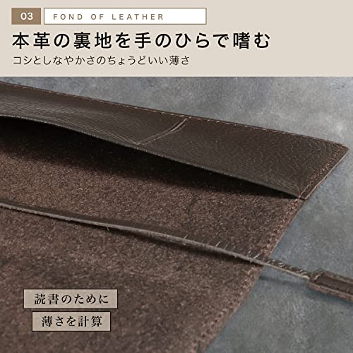 [BLUE SINCERE] A5 Genuine Leather Book Cover with Bookmark, Fits Thick A5 Books, Vegetable-Tanned Cowhide Leather, Brand Name Book Cover for Men and W
