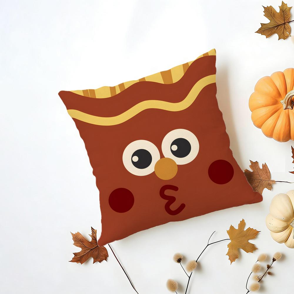 Fun Adorable Cute Hamburger Fries Pizza Cushion Cover Washable Linen Pillowcase Soft  for Daily Sofa Bed Home Room Decor
