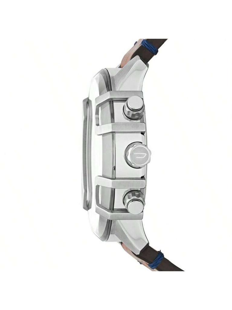 Diesel  Griffed Men’s Chronograph Watch – 48 mm Stainless Steel Case, Sunray Dial with Stick Indexes,Leather Strap – DZ4518