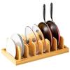 Socpuro Wooden Frying Pan Rack, Pot Lid Stand with 7 Dividers, Adjustable Spacing, Dish Drainer, 39.5*23cm, Natural Look, Space-Saving, Easy Access To
