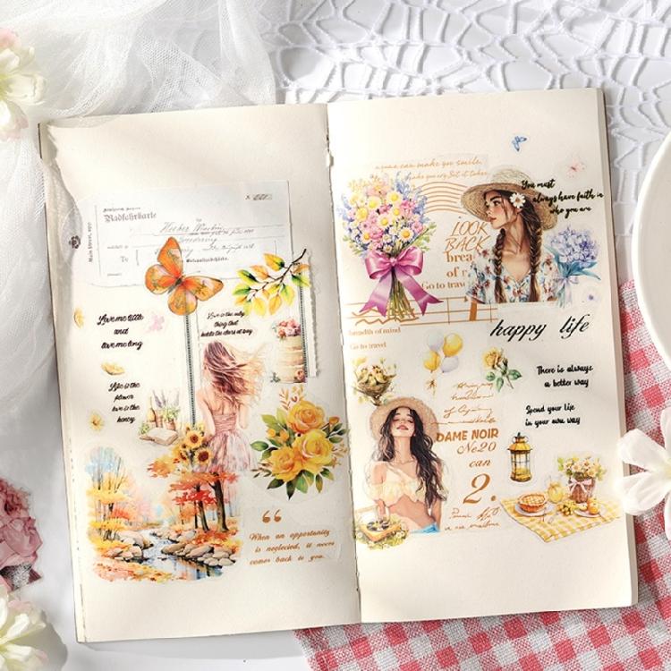 4Rolls Scrapbooking Decorative Tape 60mmX2M Pre Cut Cartoon Girl Sticker Tape for Journal Photo Album Embellishments