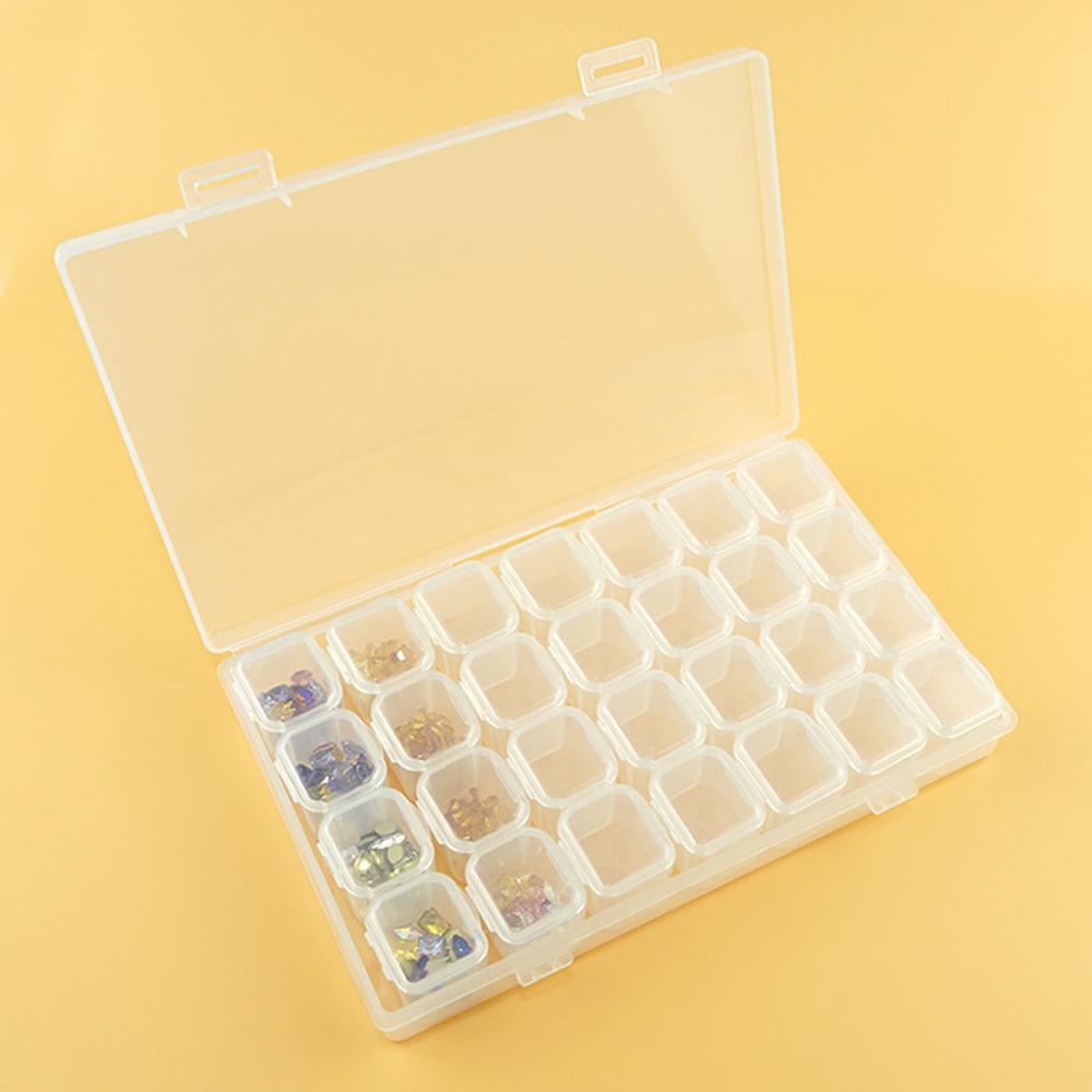 28 Grids Transparent Storage Lastics Box Shatter-Resistant Individual Manicure Mini Diamonds Tools Storage Box With Cover