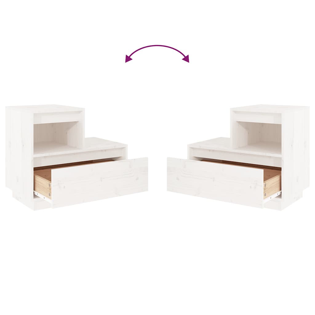 Nightstands 2 pcs White 60x34x51 cm Solid Pine Wood