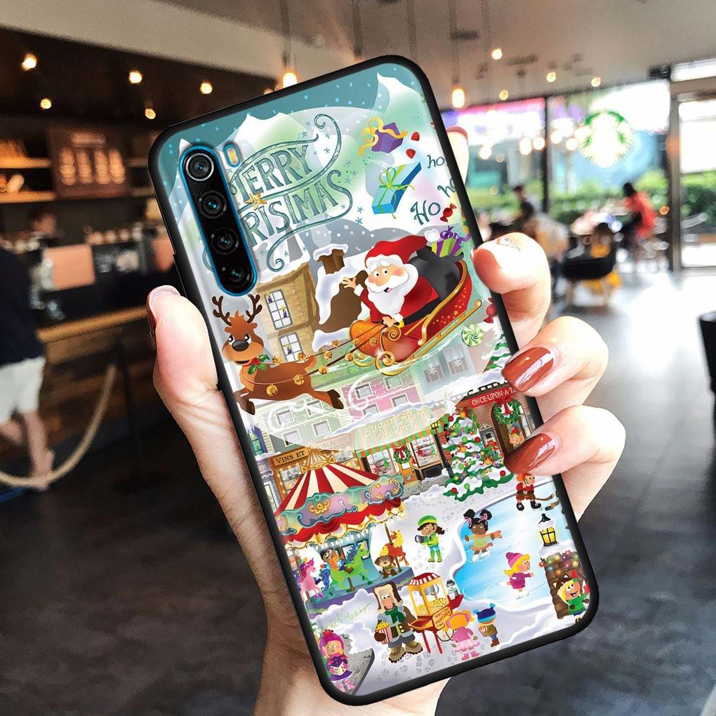 Christmas Santa Claus Mobile Phone Shell for Redmi Note 10 11 11S 11E 7 8 8T 9 9S 9T Pro Plus 4G 5G Black Soft Case Cover Fundas