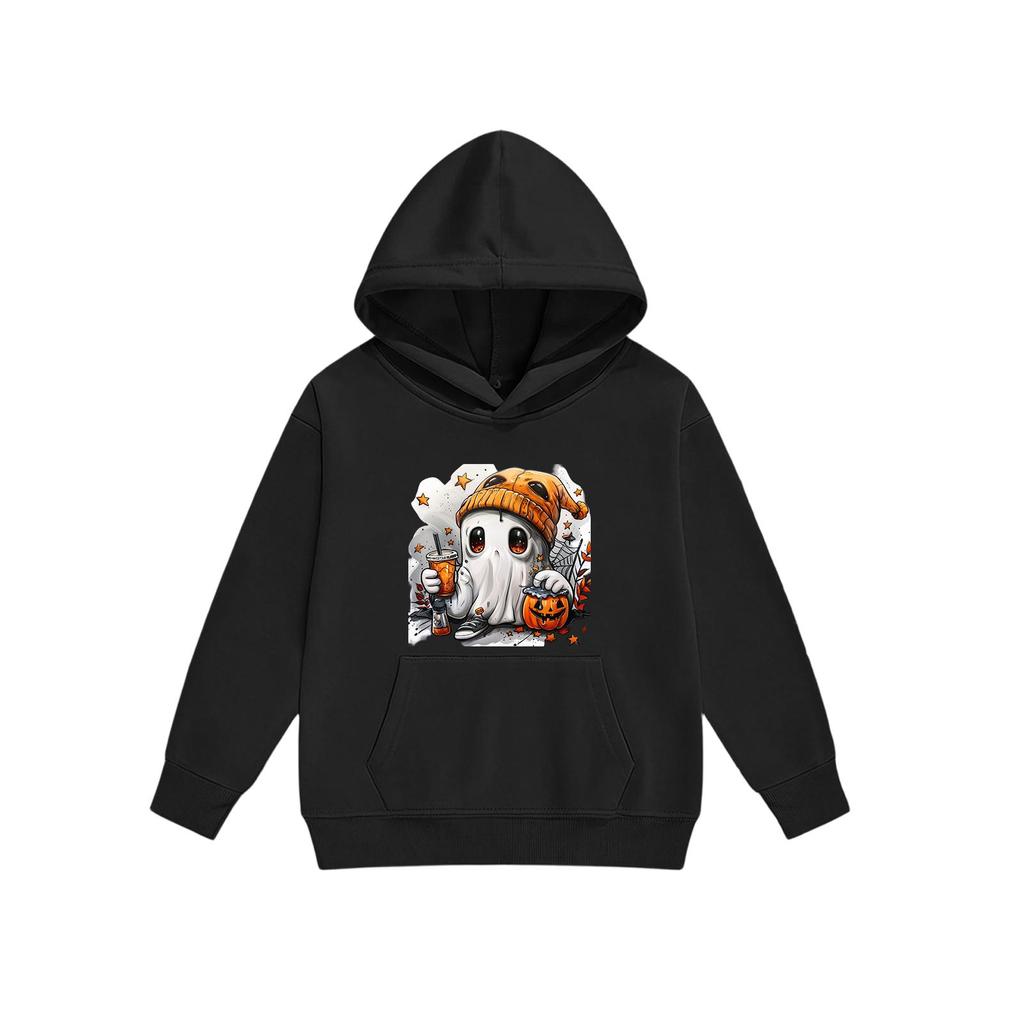 Kids' Hooded Sweatshirt with Halloween Print for Festive Wear