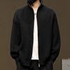 Men Striped Open Front Knit Cardigan Warm Business Outerwear Coat