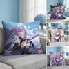 Keqing Genshin Impact Cushion Cover Square Pillow Bedroom Sofa Leisure Comfort Living Room Home Decoration X