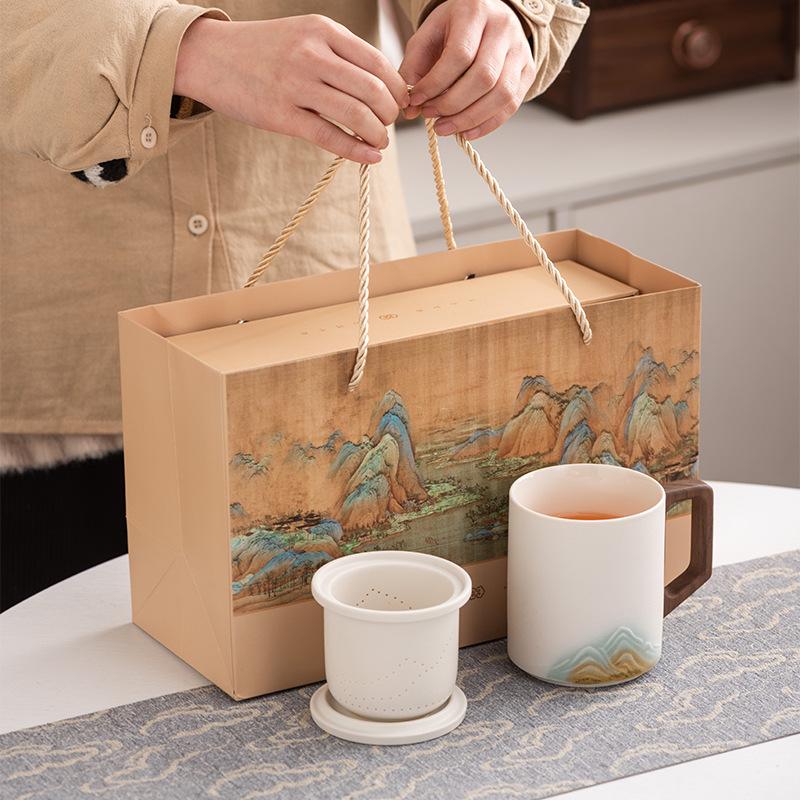 Ceramic Tea Separation Tea Cup High-end Personal Office with Filter Tea Leak Light Luxury Water Cup Gift