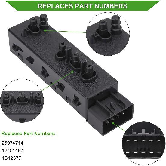 Power Seat Switch Recliner Tilt Adjust Control 8 Ways Front Left Driver Side Compatible With Chevrolet Chevy Camaro/Equinox/Malibu