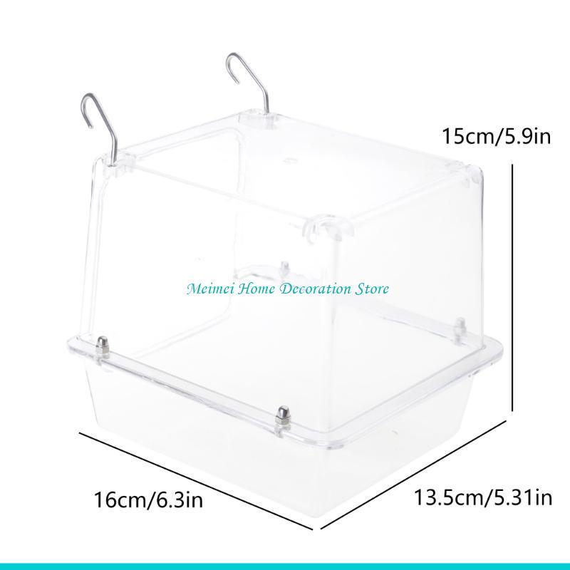 H7BF Shower Box Feeder,Sleeping Nest,Small Birds Bathtub for Pet Finch Accessories Parrot Bath Box with Clear View for Pet
