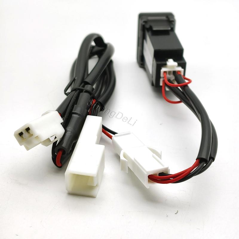 1PC Car Dual Charger Socket QC3.0 USB Type-C PD Charging Outlet Power Adapter Phone For Toyota LC120 Prado