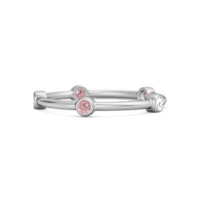 Rosa Topas Zargenfassung Stapelring Damen Ehering - 925 Sterlingsilber