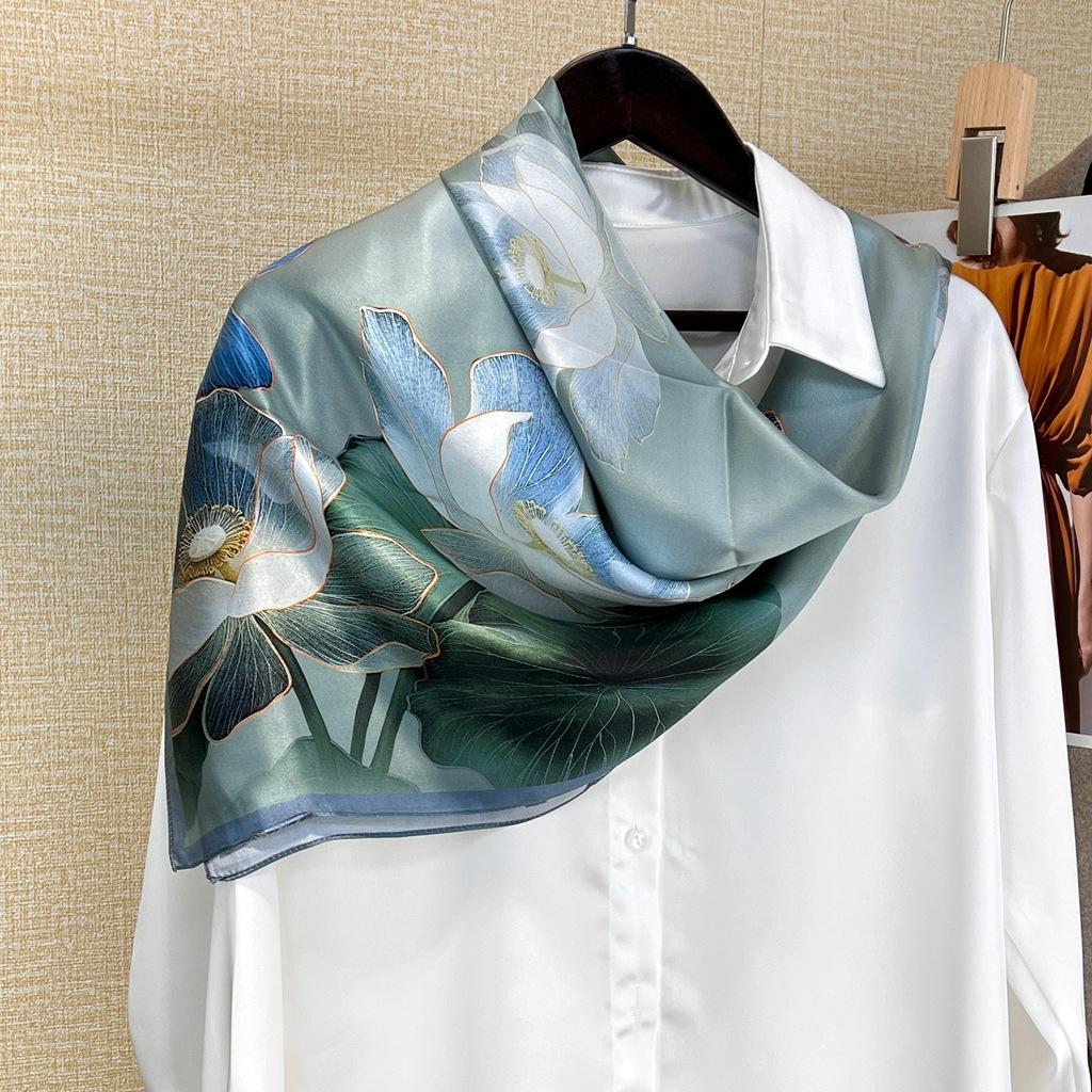 Gentle Intellectual Silk Scarf Large Square Scarf Women'S Spring And Autumn Mulberry Silk Shawl Silk