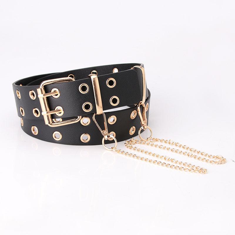European and American Full-hole Women's Belt, Hip-hop Punk Style, Street Fashion, Cool Ins Style Belt, Chain Belt