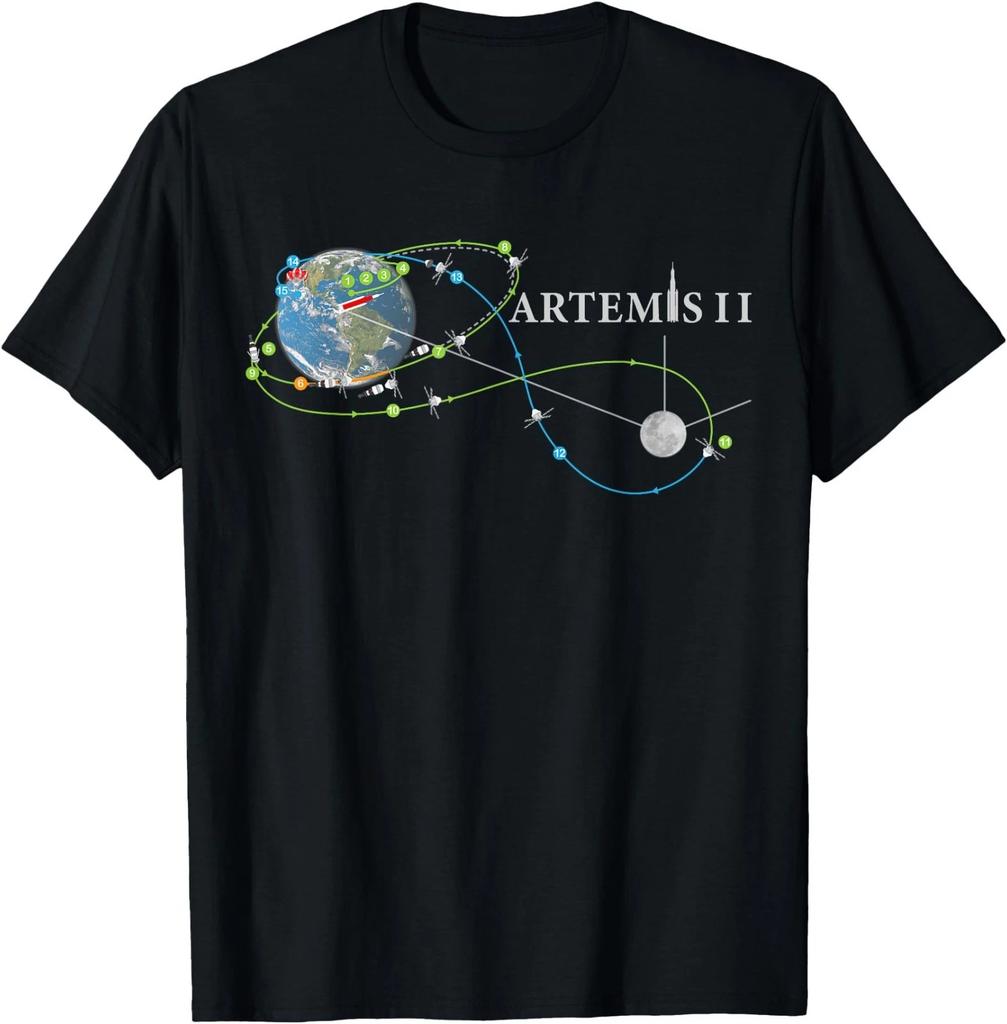 Artemis 2 Routenkarte SLS Raketenstart Mission zum Mond T-Shirt