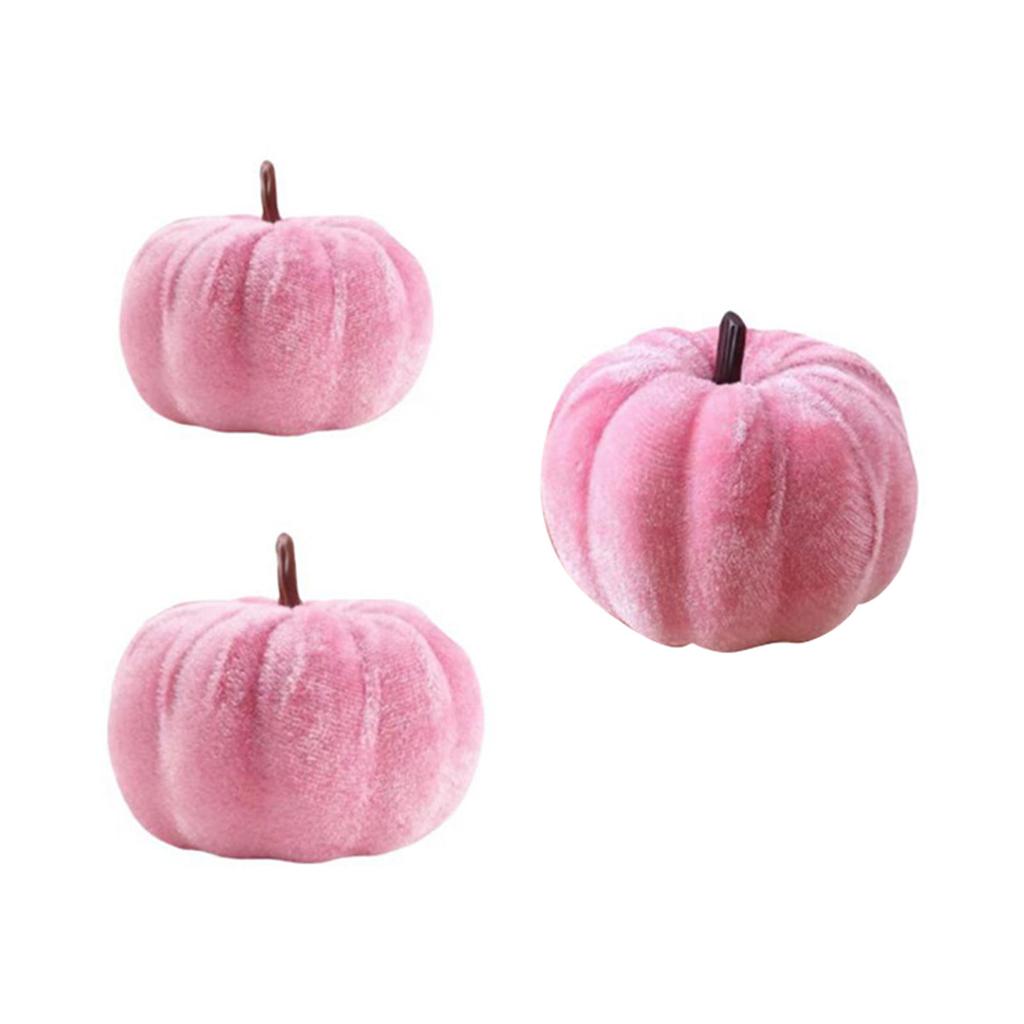 3Pcs Velvety Pumpkin Decoration Artificial Pumpkins For Halloween Christmas Thanksgiving Indoor and Outdoor Decoration