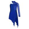 Vestido de dança lírica para meninas, vestido único de manga comprida com bainha assimétrica, malha de ginástica