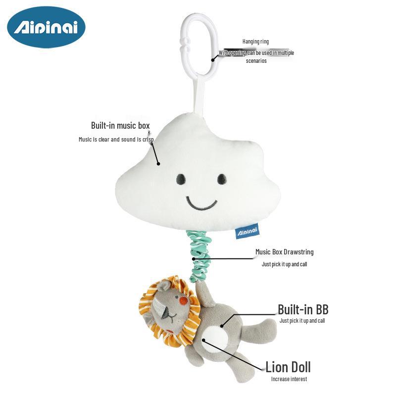 Aipinqi Animal Pendant Music Box Toy - Baby Pull Ring Cartoon Car Hanging Toy.