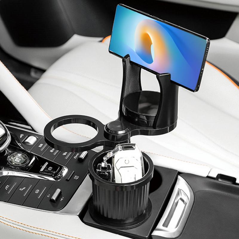 Cup Holder Extender Car Drink Holder Expander Wireless Charger 360 Rotating Phone Charger With Adjustable Base Drink Storage