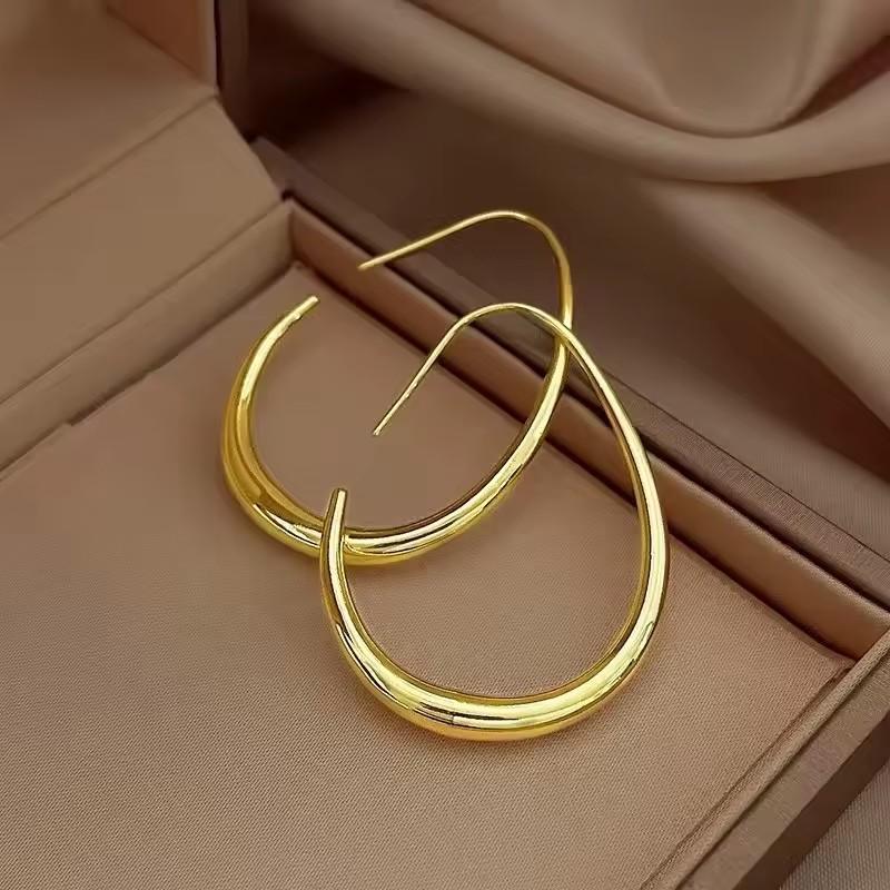 Waterdrop Shaped Big Hoop Earrings for Women Minimalist Metal Earrings Daily Wear Temperament Statement Jewelry Drop Ship