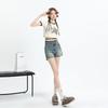 Hot-Selling American Style Summer New High-Waisted Denim Shorts for Women, Loose Fit, Slimming, Wide-Leg Pants, Versatile