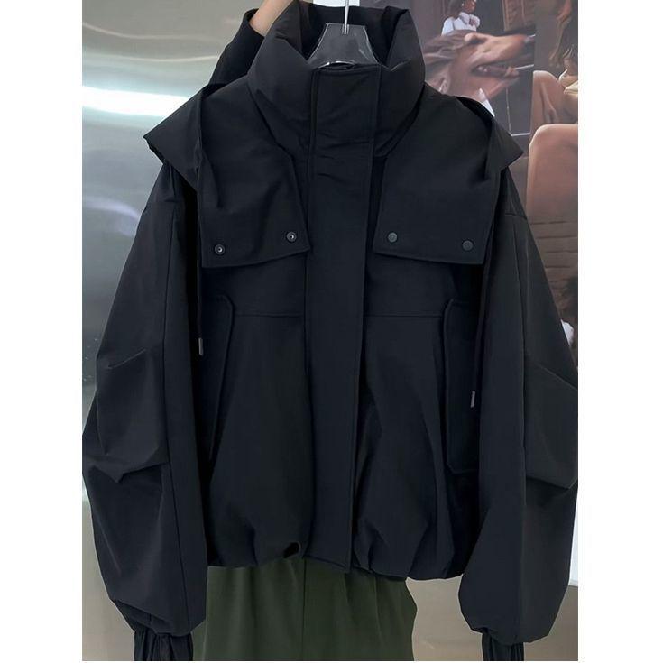 Women s Versatile Double Pocket Black Korean Style Loose Jacket – Spring/Autumn 2025 Workwear Edition M 101-115 lbs чёрный