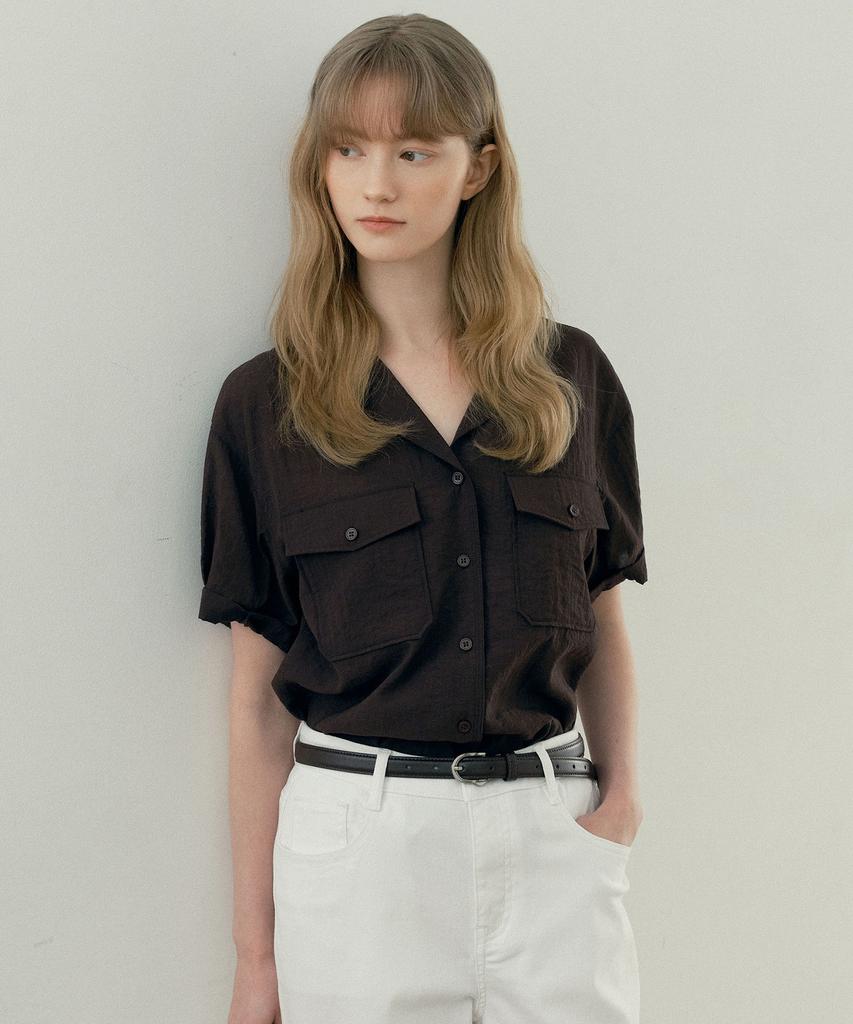 MIND BRIDGE WOMEN [W] Out Pocket Open Collar Short Sleeve Shirt - 3 Colors