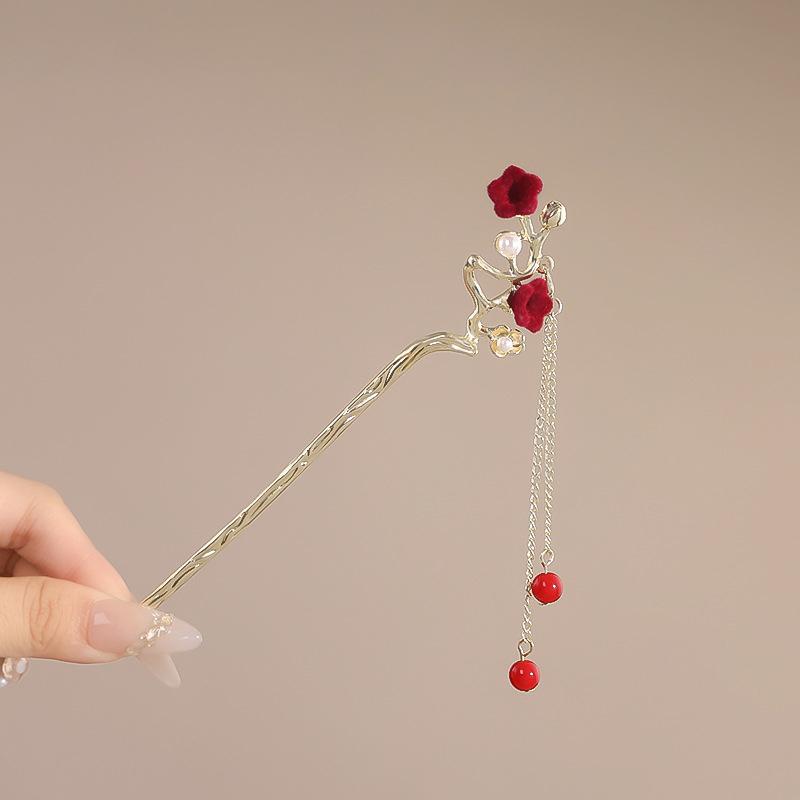 

Ретро Роза Заколка для волос для женщин Китайский стиль Кисточка Палочка для волос Заколки для волос Цветок Ручной работы Заколки для волос День святого Валентина Головной убор