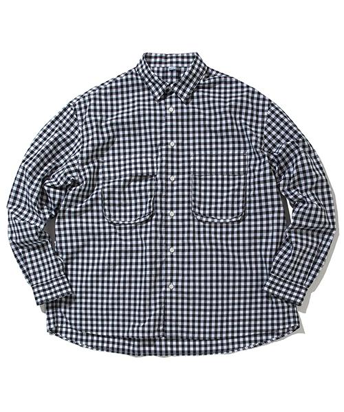Softer Gingham Wide Shirt (Black) Black/Xl