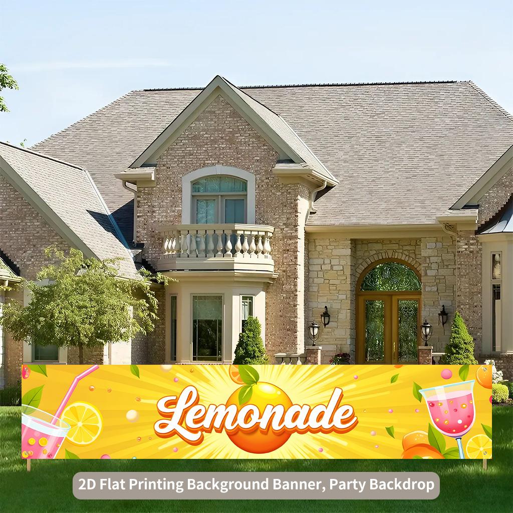 Lemon Drink Refreshing Summer Yard Party Backdrop Banner