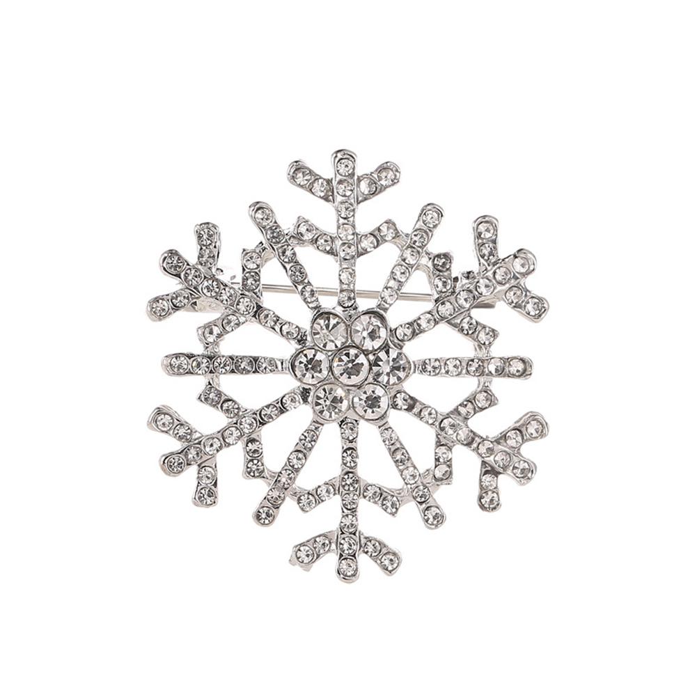 Women Brooch Lady Pins Crystal Rhinestones Large Snowflake Brooch Clasp Jewelry Clothing Decoration