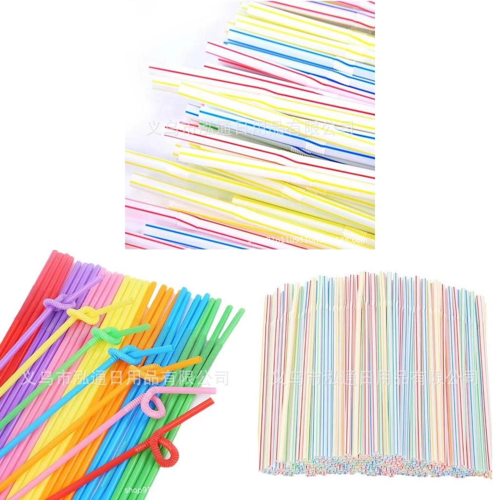 Plastic Drinking Straws 100pcs Colorful Bendable Beverage Party Supplies For Weddings And Events