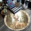 Deer Forest Round Area Rug,Carpet Rug for Living Room Bedroom Sofa Playroom Decor,Non-slip Floor Mat