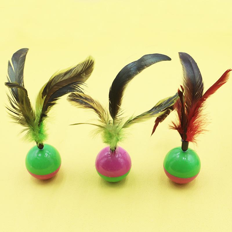 Natural Feather Plush Mouse Tumbler Teasing Cat Ball Cat Toy Scratch-resistant Cat Self-pleasure Relief Pet Toy