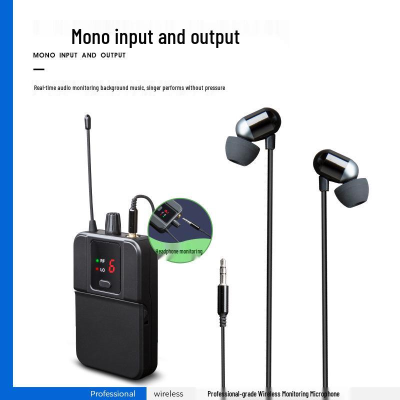 Four-Channel In-Ear Wireless Monitoring System for Stage, Bands, Singers - Real-Time Mono Audio. EM-D01