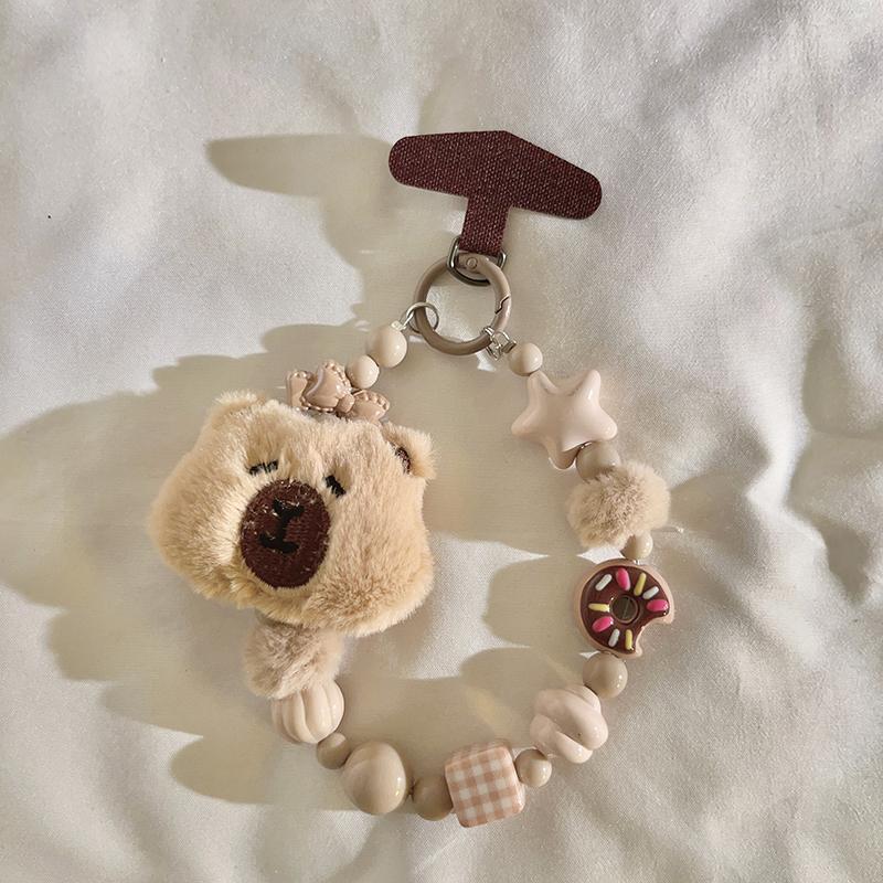 

Trendy Cute Plush Bear Beaded Bracelet - DIY Anti-Lost Student Charm for Phone Case/Keychain/Headphone Case