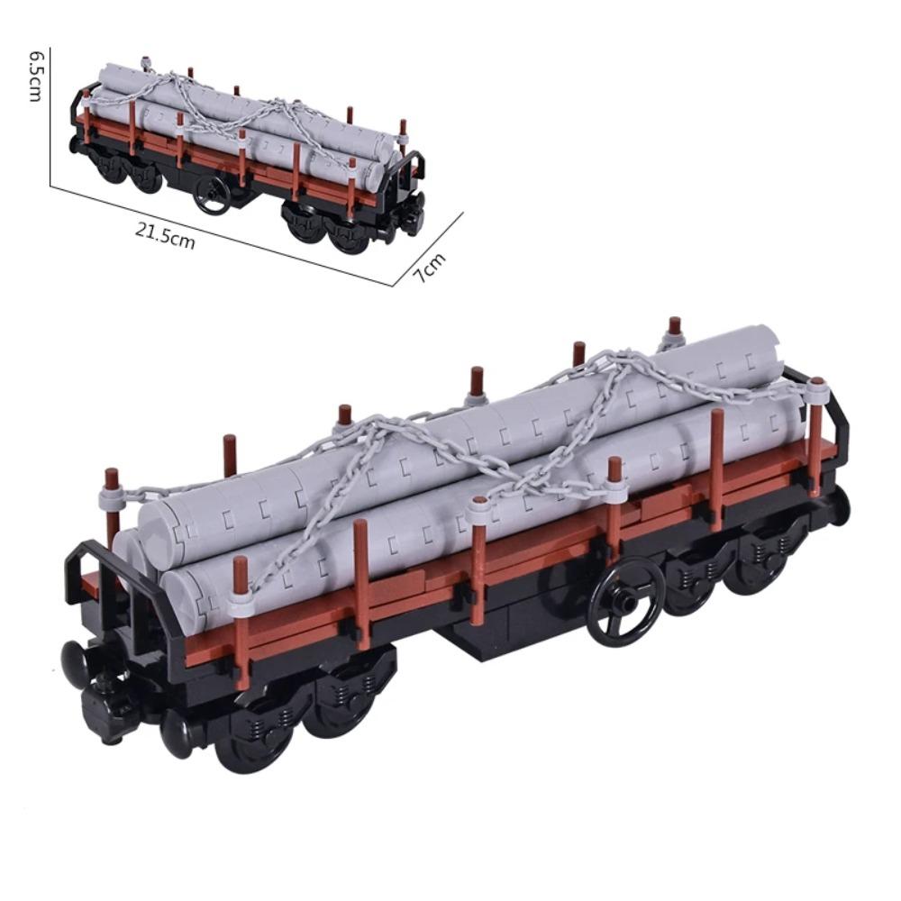 NEW MOC Brown Retro Train Freight Car Brick Set, Closed Box Wagon MOC Kit, Hobby Collectible Toy, Compatible Building Blocks