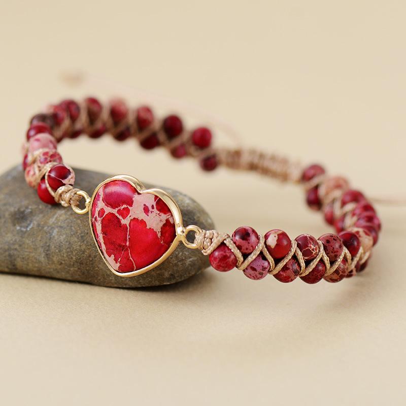 BLINGBAY ქალის სამაჯური New Emperor Stone Heart ორმაგი ხელით ნაქსოვი სამაჯური რეგულირებადი სამაჯური გოგონების წვეულების დაბადების დღის სამკაულები საჩუქარი