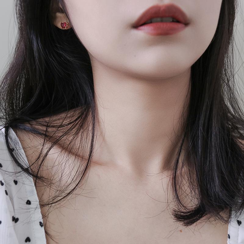 Sterling Silver Rose Pink Heart Earrings - Elegant, Simple Design for Women