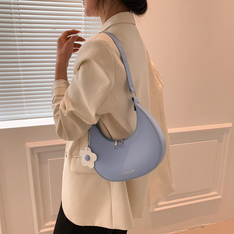 This Year's Popular Textured Small Bag 2025 Spring and Summer New Women's Bag Simple Candy-colored Shoulder Underarm Half-moon Bag