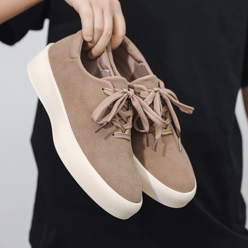 Fashion 2025 New Men's Suede Casual Shoe Comfortable Lace -Up Soft -Soled Walking Shoe Anti-Slip And Wear-Resistant Trendy Driving Shoes