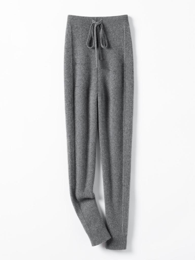High-Waisted Cashmere Knit Leggings: Soft, Ribbed, Tummy Control, Warm, Slimming, for Autumn and Winter