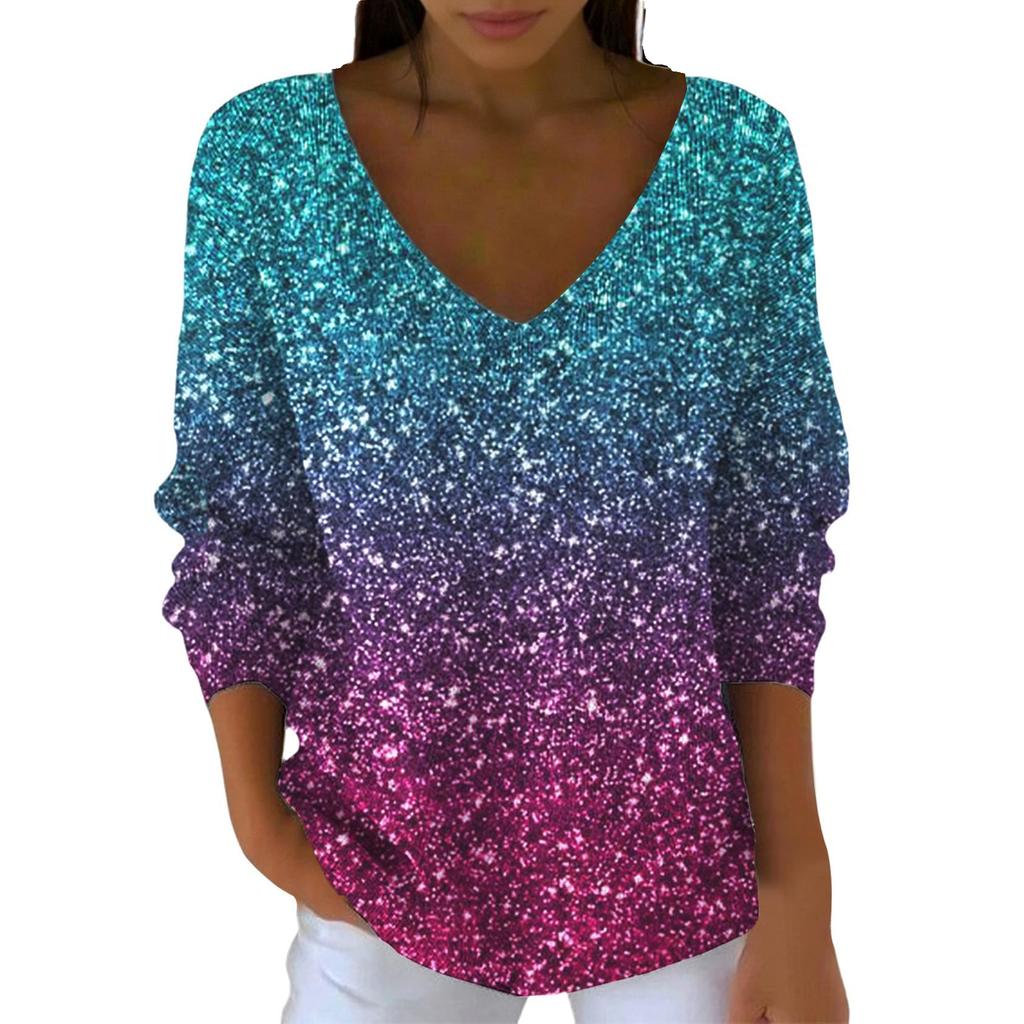 Maglione da donna casual quotidiano a maniche lunghe con scollo a V in finta lana, maglione a trecce con paillettes