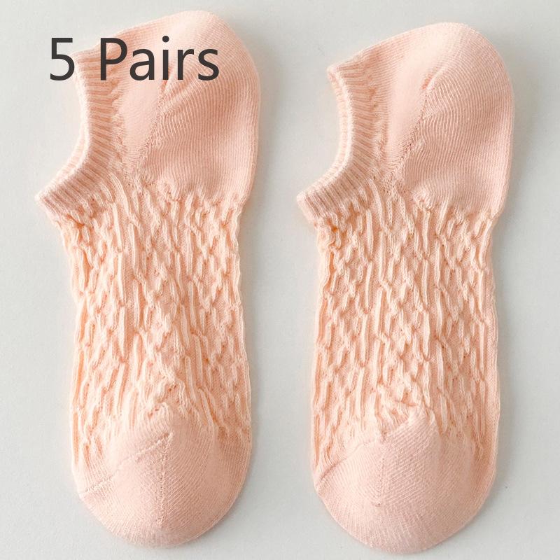 

5 пар новых женских коротких носков-лодочек на весну и лето 5 Pairs розовый