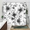 1pc Black and White Floral Shower Curtain - Features large blooms and delicate flowers, polyester fabric, machine washable